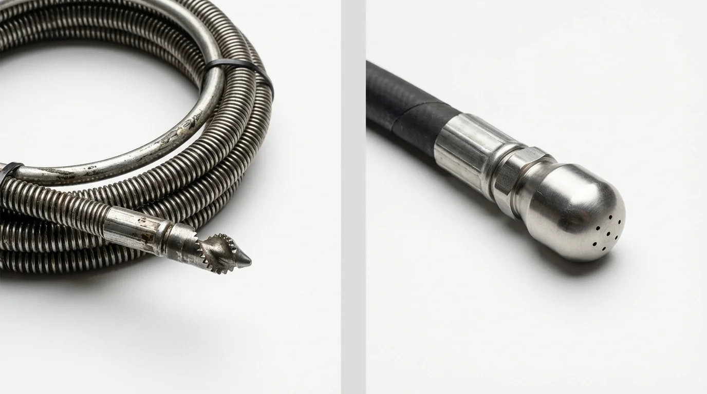 Drain snake cable and hydro jetting nozzle used for drain cleaning in Altamont, TN